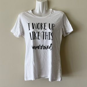 Next Level short sleeve graphic Tee women M white/black